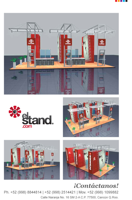 Diseño de Stands en Cancún.  Propuesta:  Pabellón 1-9.  Evento:Tianguis Turístico Cancún, 2014.